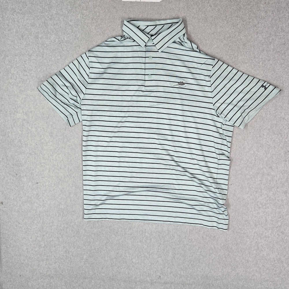 Under Armour Men Polo L Blue Striped The Playoff Polo Golf Logo Short Sleeve